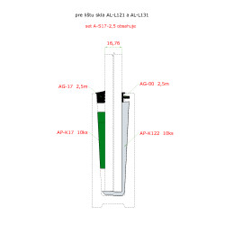 2.5m set pre 16.76mm sklo, ku AL profilom