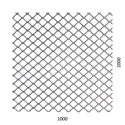VZORKA Ťahokov Zn štvorcové oko: 20x15mm, mostík: 1,7mm (1000x2000x1,5mm)