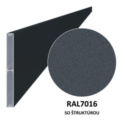 Profil 160x16mm, L-6000mm, práškový lak, štruktúra RAL7016