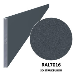 Profil 200x16mm, L-6000mm,práškový lak, štruktúra RAL7016
