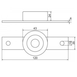 Polyamidové vodiace koliesko D-43, d-13, B-35, celková dĺžka 120mm, s ložiskom