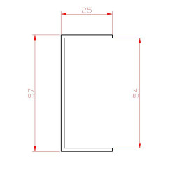 U-profil L-2000mm, 25x57x25x1,5mm, zinkovaný plech, použitie pre lamelu KLZ60Zn, cena za 2 metrový kus