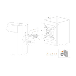 LOCINOX® G90WP záves M20 s platňou 100 x 100 mm, otvárateľný 90°, nastaviteľný 1D, čiastočne pozinkovaný