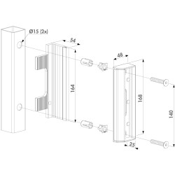 LOCINOX® SAKL QF2 nastaviteľná dorazová lišta pre krídlové bránky, pre profil 40 až 60 mm, bez povrchovej úpravy