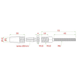 Úchyt pre lanko ø 3 mm, závit M6, brúsená AISI 304