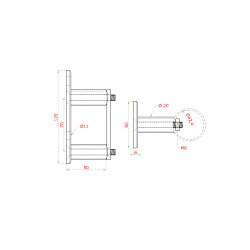 Úchyt na bočné kotvenie stĺpu ø 42.4mm, (kotviaca platňa 120x60x6mm), brúsená nerez K320 /AISI304
