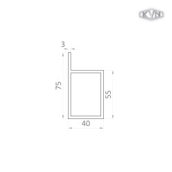 L profil uzavretý 40x55x75x6000mm, bez povrchovej úpravy