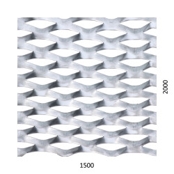 Ťahokov Zn kosoštvorcové oko: 62x25mm, mostík: 9mm (1500x2000x1,5mm) perforácia 28%