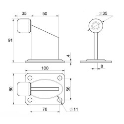 Doraz KVN gate systems na posuvnú bránu, platňa 100x80mm