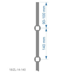 Tyč 2m opieskovaná, profil 14mm, rozteč 140mm, oko 14,5mm
