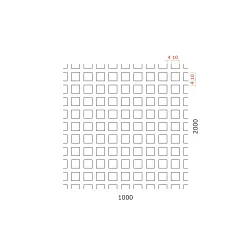 Dierovaný plech štvorcový radový Zn, otvor: 10x10mm, rozteč: 14mm, (1000x2000x1.0mm)