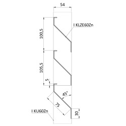Poškodený Z-profil-lamela L-4000mm, 23x75x30x1,5mm s vystuženou hranou 10mm, zinkovaný plech, cena za kus