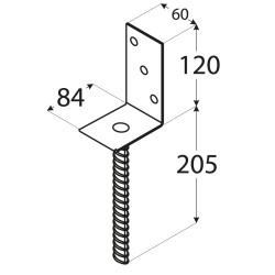Pätka stĺpika L 84x130x324mm, 5mm žiarový pozink, priemer nohy 18mm, počet dier s priemerom 11mm-3ks