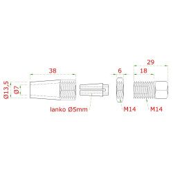 Úchyt pre lanko ø 5 mm, závit M6, brúsená nerez AISI 304