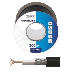Koaxiálny kábel RG-174U, 50 Ohm, 3mm, medené jadro