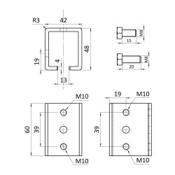Spojka pre profil C920P závesného systému KVN gate systems
