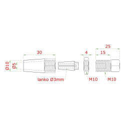 Úchyt pre lanko ø 3 mm, závit M5, brúsená nerez AISI 304