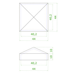 Ukončenie strieška jokla 40 x 40 mm, brúsená nerez AISI 304