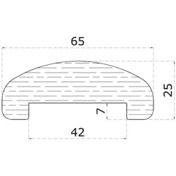 Drevený profil ø 65 x 25 x 3000 mm, buk, brúsený bez náteru