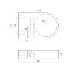 Úchyt skrutkovaný na bočné kotvenie stĺpu ø 42.4mm bez kotviacej platne, brúsená nerez K320 /AISI304