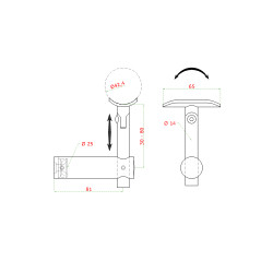 Držiak madla ø 42,4 mm s kĺbom, brúsená nerez AISI 304