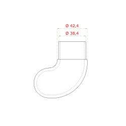 Ukončenie - koleno na trubku ø 42,4 mm, brúsená AISI 304