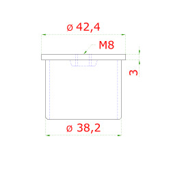 Spodok držiaka madla, lepiaci na ø 42,4 mm, brúsená AISI 304