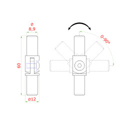 Spoj s kĺbom (0-100°), ø 12 mm (trubka), brúsená AISI 304