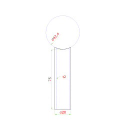 Prechod medzi stĺpom ø 42.4mm a kotviacou platňou, L:75mm