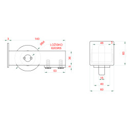 Samonosný systém 60x60x4mm posuvnej brány do 150kg/4m otvor (W39/60Zn 6m pozinkovaný profil, 1x W-SET60F)