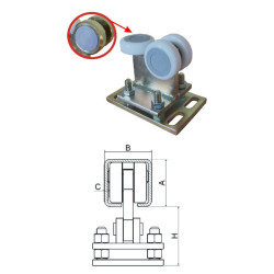 Vozík regulovateľný pre profil 70x70x4mm, polyamidové kolieska