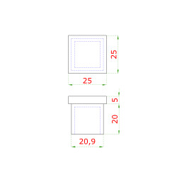 Ukončenie na jokel 25 x 25 mm, brúsená nerez AISI 304