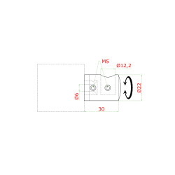 Držiak tyče ø 12 mm (L) plochý, brúsená nerez AISI 304