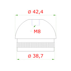 Spodok držiaka madla ø 42,4 mm, závit M8, brúsená AISI 304