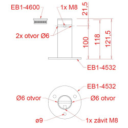 Príruba na fasádnu lankovú stenu, brúsená AISI 304