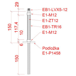 Príruba (stredová) na fasádnu lankovú stenu, AISI 304