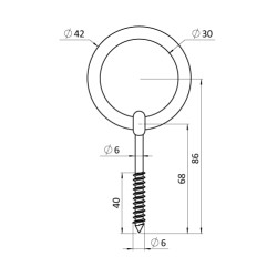 Nerezová skrutka s kruhom, závit do dreva, AISI316, 60mm