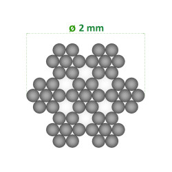 Nerezové lanko o 2 mm (7x7 dr.) AISI 316, čierna farba
