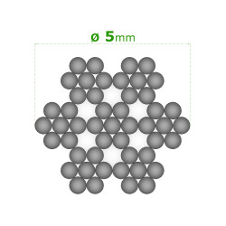 Nerezové lanko o 5 mm (7x7 dr.) AISI 316, čierna farba