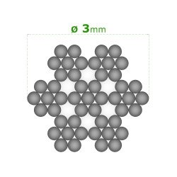 Nerezové lanko o 3 mm (7x7 dr.) AISI 316, čierna farba