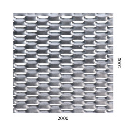 Ťahokov Fe, oko: 47x18mm, mostík: 8mm (2000x1000x1,5mm), orientácia oka: rozmer oka 47mm je rovnobežná s rozmerom tabule 2000mm