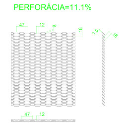 Ťahokov Fe, oko: 47x18mm, mostík: 8mm (2000x1000x1,5mm), orientácia oka: rozmer oka 47mm je rovnobežná s rozmerom tabule 2000mm