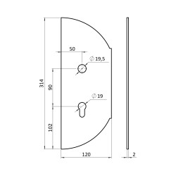 Štít 314x120x2mm, zdobený, pravý, pre zámok