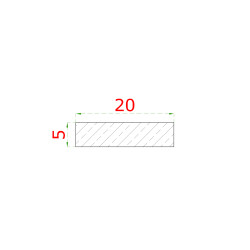 Tyč plochá 20 x 5 x 6000 mm, brúsená nerez AISI 304