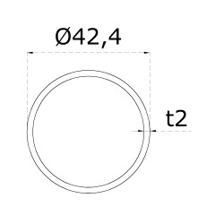 Trubka ø 42,4 x 2 x 2000 mm, brúsená nerez AISI 316